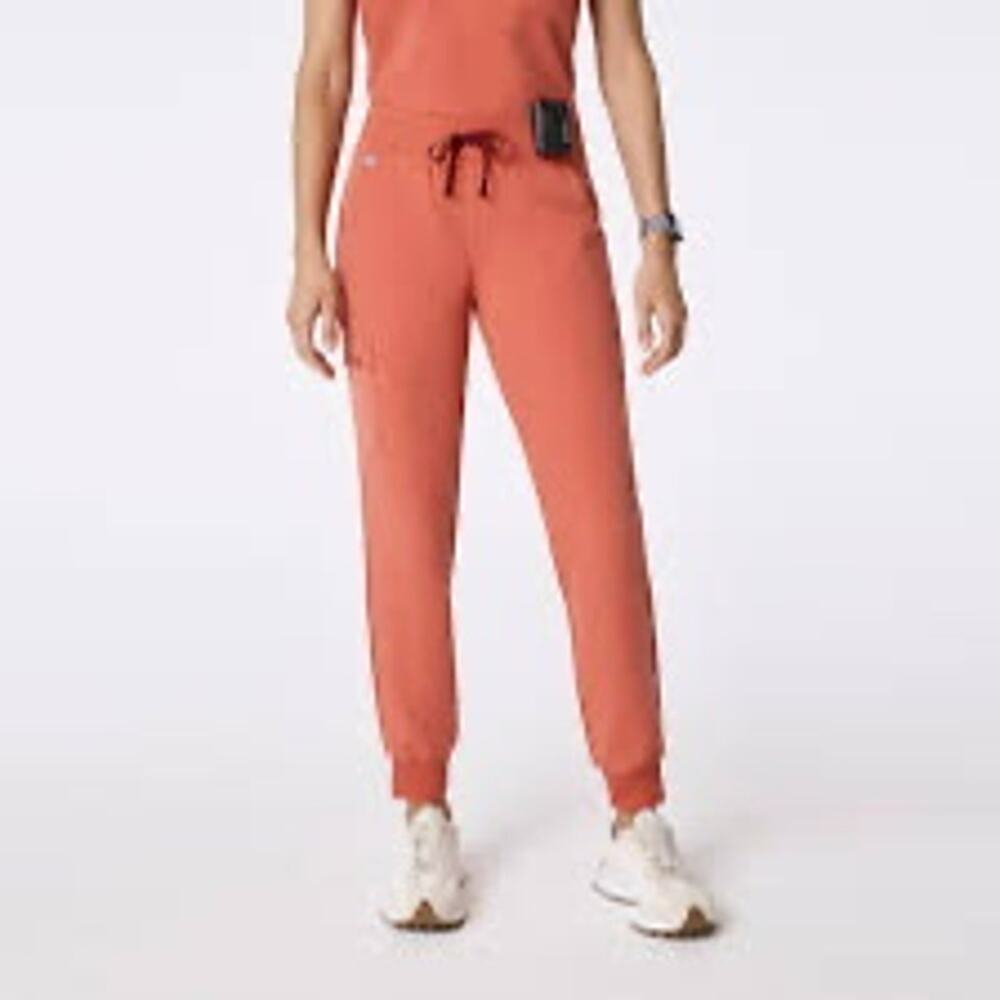 Figs Zamora Joggers Scrub Pants Womens Size L/T in Spiced Cider Orange EUC